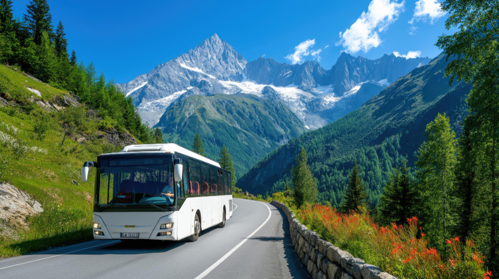 Bus in Mountains